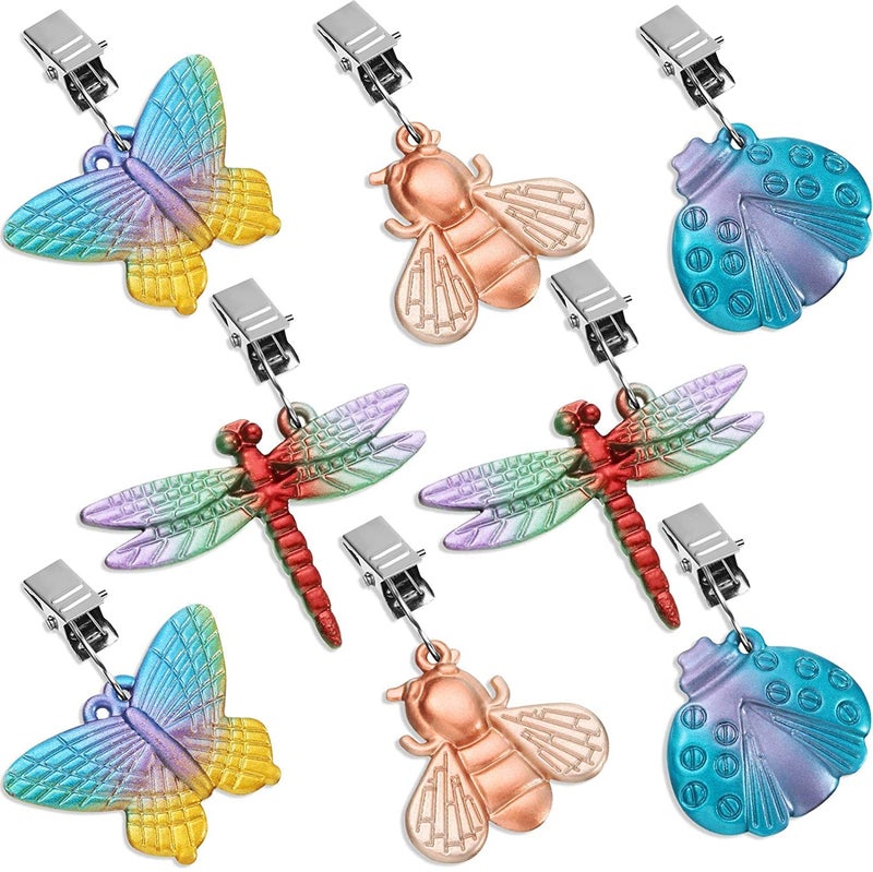 Bekith 8 Pack Vintage Tablecloth Weights on Clip Hangers, Pendant Tablecloth Weights kit with Colourful Butterfly Shape for Outdoor Garden Party Picnic Table Covers - Image 1